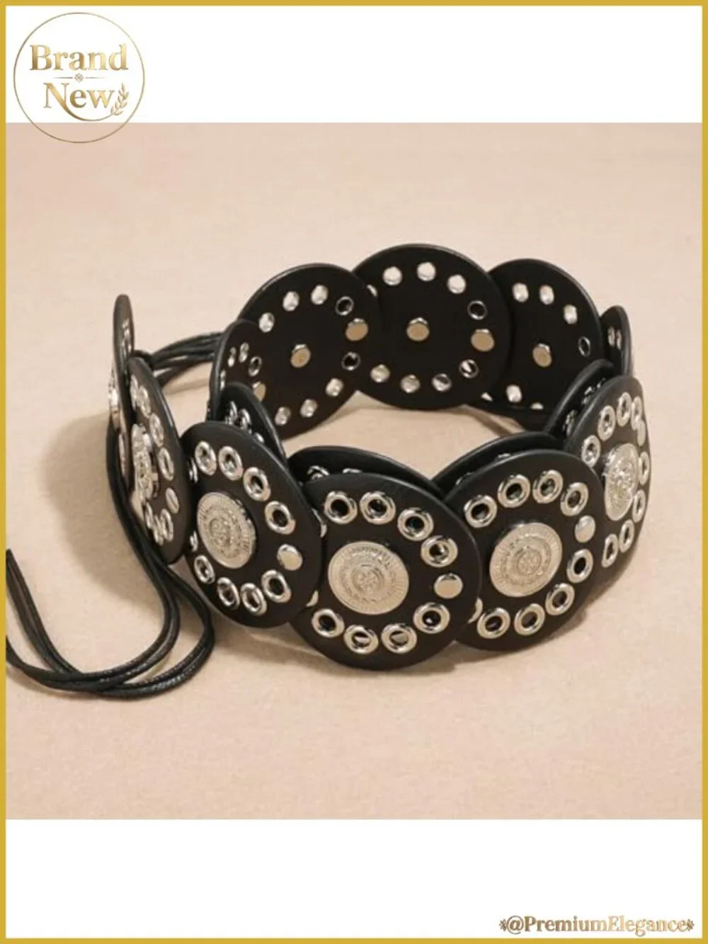 Western Disc Belt Cotton Rope Faux Leather Tie Closure Boho